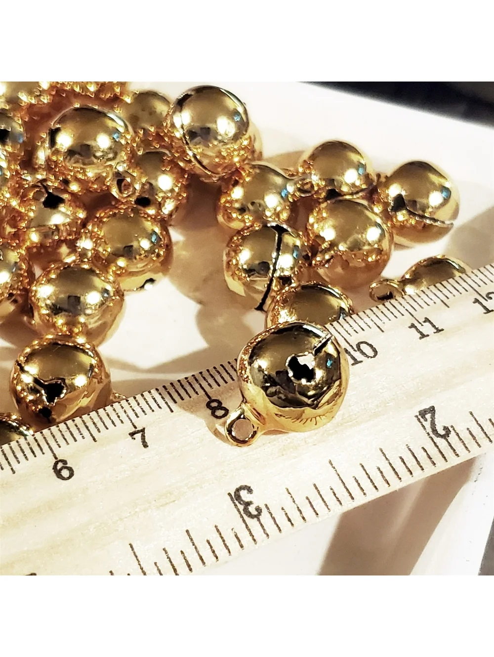 New Vintage Shiny Gold Tone Brass Large 14mm Bells Charms 10 pcs
